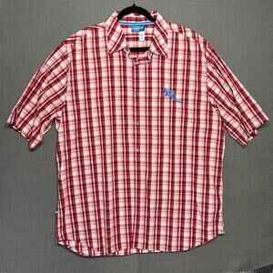 Rocawear Men's Shirt 2XL Red White Plaid Short Sleeve Button Up Checkered Camp